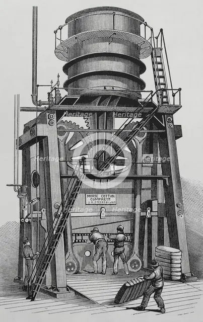 The Morse cotton baling press, John H. Ladd and Co. New York, United States, 1883.  Creator: Unknown.