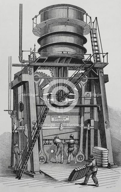 The Morse cotton baling press, John H. Ladd and Co. New York, United States, 1883.  Creator: Unknown.