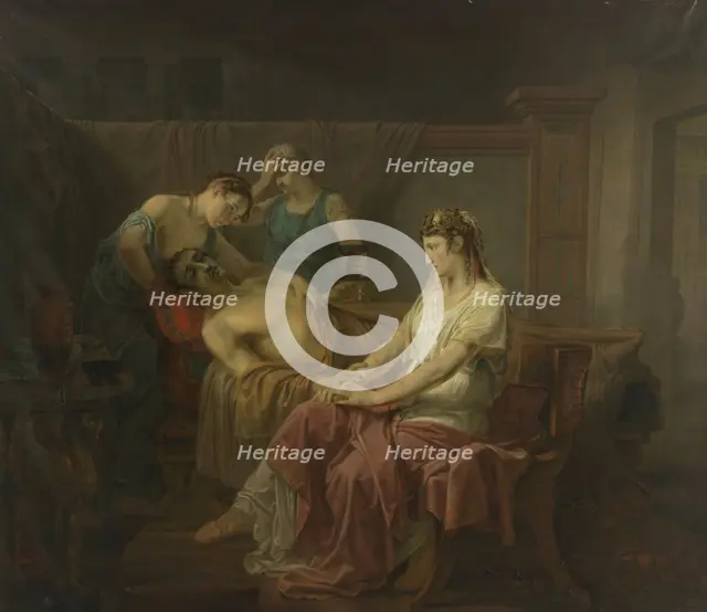 The Mortally wounded Mark Anthony with Cleopatra, 1823-1825. Creator: Louis Moritz.