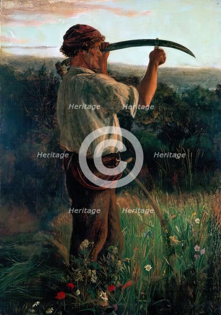 The Mower, c1865. Creator: Arthur Hughes.