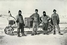 The Motor Party (Left to right - Lashly, B.C. Day, Lieut. Evans, Hooper) October 1911, (1913). Artist: Herbert Ponting