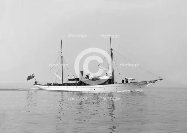 The motor yacht 'Atair' under way, 1914. Creator: Kirk & Sons of Cowes.