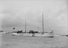 The motor yacht La Toquade at anchor, 1939. Creator: Kirk & Sons of Cowes