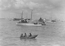 The motor yacht Silver Cloud under way, 1920. Creator: Kirk & Sons of Cowes