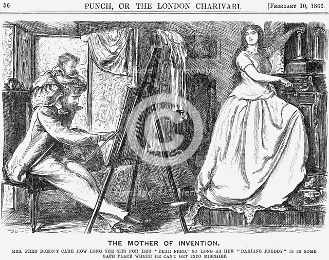 'The Mother of Invention', 1866. Creator: George du Maurier.