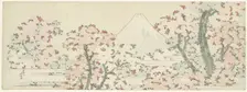 The Mount Fuji with Cherry Trees in Bloom. Artist: Hokusai, Katsushika (1760-1849)