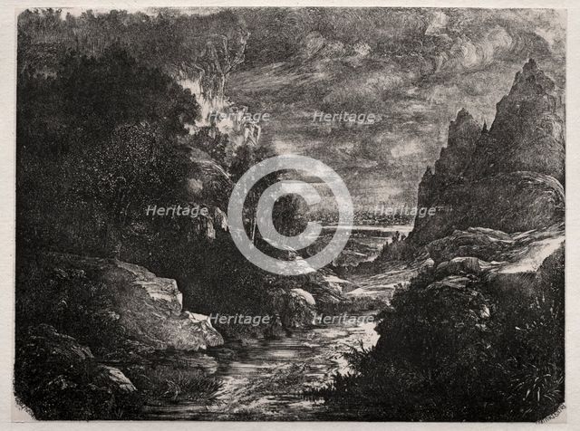 The Mountain Stream, 1871. Creator: Rodolphe Bresdin (French, 1822-1885).