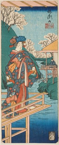 The Mountain Scene from the play Imoseyama (Imoseyama, yama no dan), section of a sheet fr..., 1854. Creator: Ando Hiroshige