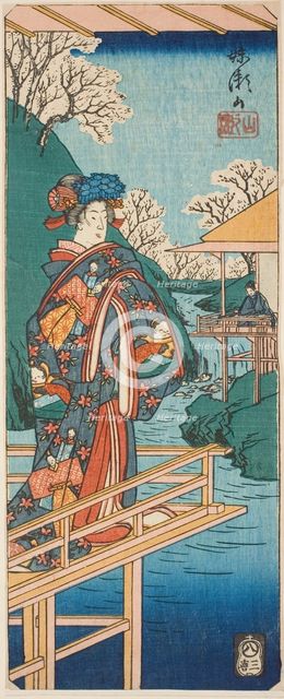The Mountain Scene from the play Imoseyama (Imoseyama, yama no dan), section of a sheet fr..., 1854. Creator: Ando Hiroshige.