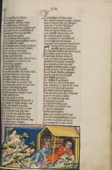 The Mouse Plague amongst the Philistines; Weltchronik, about 1400-1410. Creator: Unknown