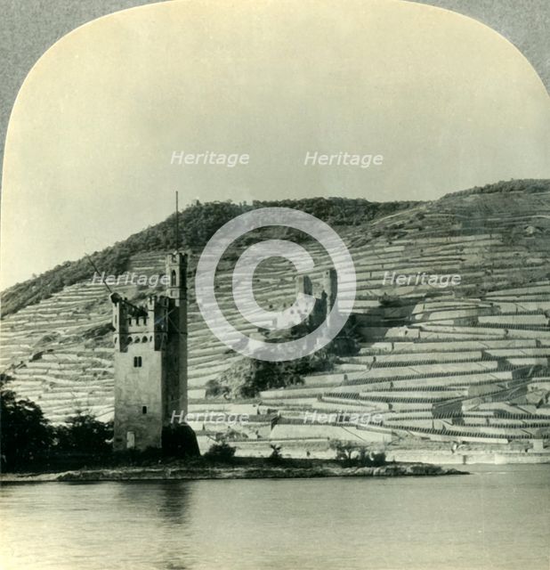 'The Mouse Tower and Ehrenfels Castle on the Rhine, Germany', c1930s. Creator: Unknown.