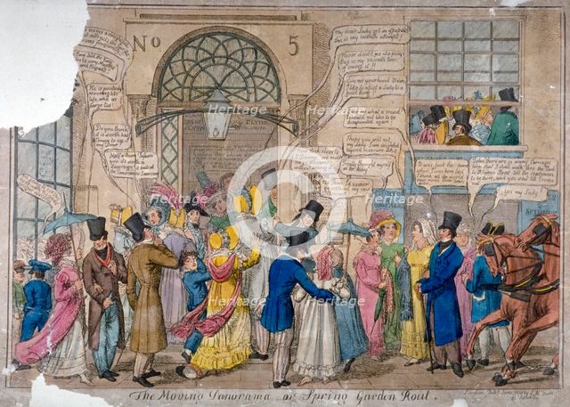 'The moving panorama, or Spring Garden rout...', 1823.                         Artist: Anon