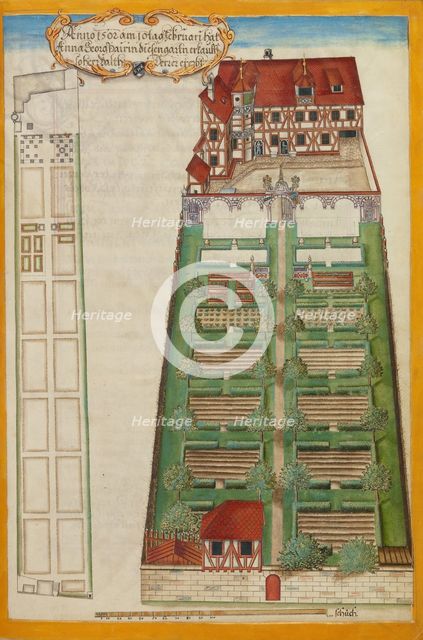 The Nuremberg Residence and Garden of Magdalene Pairin, about 1626-1711. Creator: Georg Strauch.