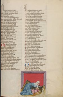 The Nurse Falls with Mephibosheth; Weltchronik, about 1400-1410. Creator: Unknown
