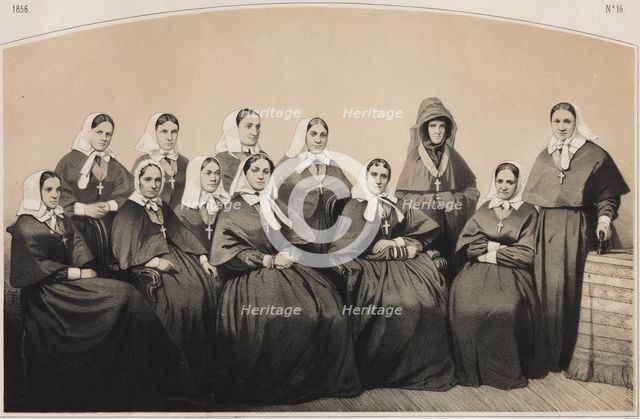 The nurses of the Krestovozdvizhenskaya Commune of Nurses, 1854. Artist: Timm, Vasily (George Wilhelm) (1820-1895)