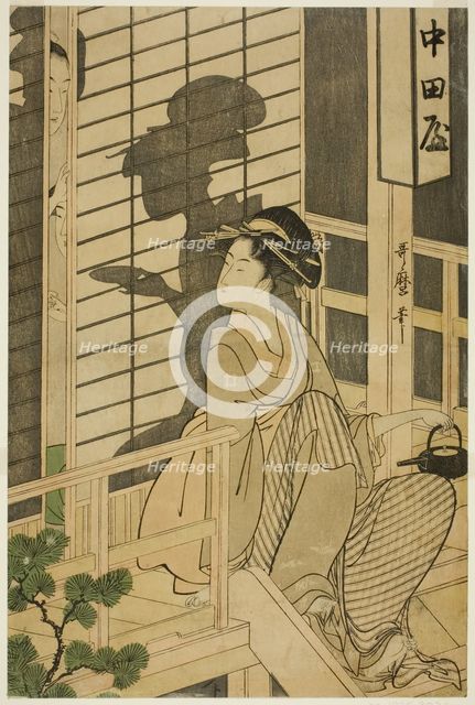 The Nakadaya teahouse, Japan, c. 1794/95. Creator: Kitagawa Utamaro.