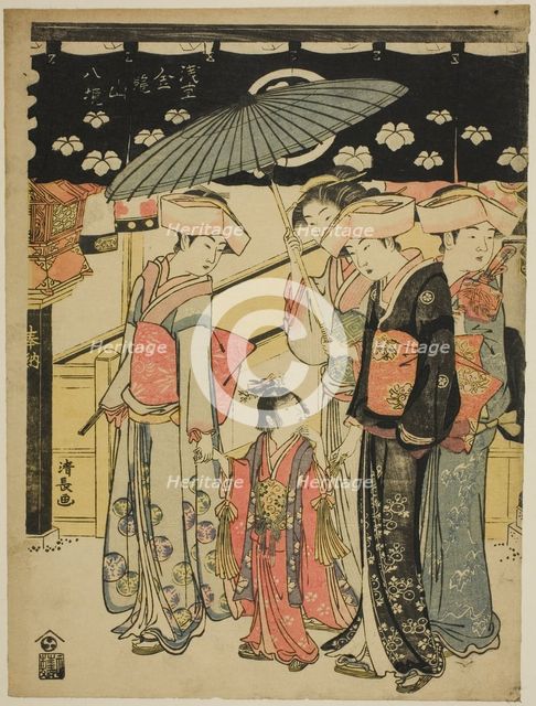 The Nakamise Shopping Street, from the series "Eight Precincts of the Kinryuzan Temple in...,c.1782. Creator: Torii Kiyonaga.