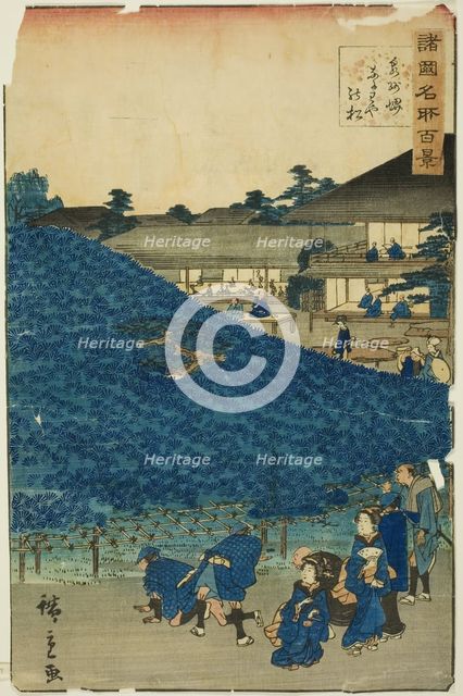 The Naniwaya Pine Tree at Sakai in Izumi Province (Senshu Sakai Naniwaya no matsu), from t..., 1859. Creator: Utagawa Hiroshige II.