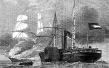 The Nashville destroying a federal merchantman, American Civil War, 1861-1862 (c1880)