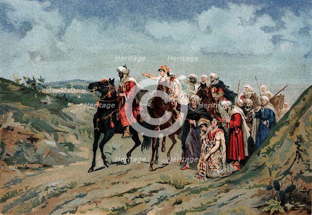 The Nasrid king Boabdil, when leaving Granada road to Fez, after the surrender to the Catholic Mo…