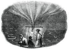 The Nassau balloon passing over Liege at night, 1836, (1886)