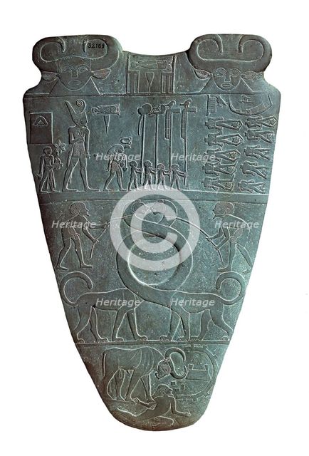 The Narmer Palette (recto) , ca 31st century BC.