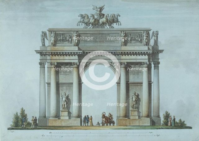 The Narva Triumphal Gate in St. Petersburg, 1814. Artist: Quarenghi, Giacomo Antonio Domenico (1744-1817)