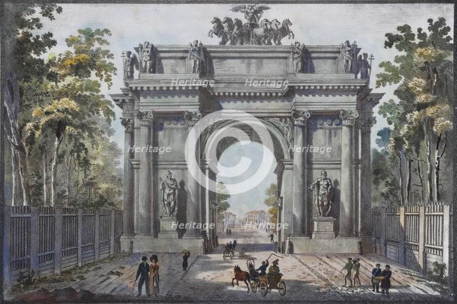 The Narva Triumphal Gate in St. Petersburg, 1821.