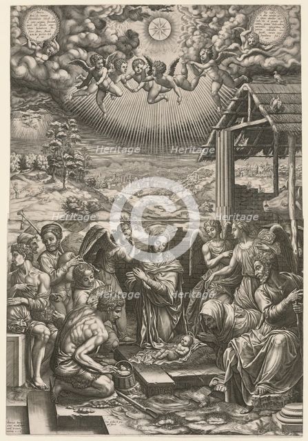 The Nativity, 1553. Creator: Giorgio Ghisi (Italian, 1520-1582); Hieronymus Cock.