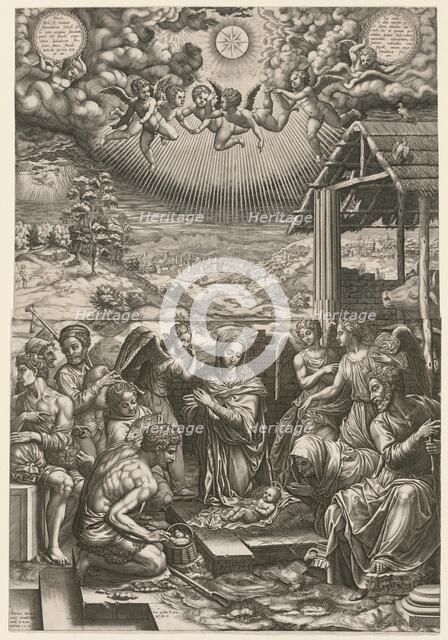 The Nativity, 1553. Creator: Giorgio Ghisi (Italian, 1520-1582); Hieronymus Cock.