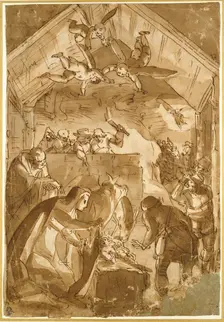 The Nativity, mid 16th century. Artist: Luca Cambiaso