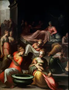 The Nativity of John the Baptist 16th century. Artist: Giovanni Battista Naldini
