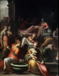 The Nativity of John the Baptist 16th century. Artist: Giovanni Battista Naldini