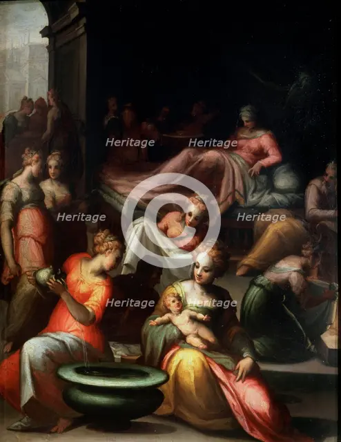 'The Nativity of John the Baptist', 16th century.  Artist: Giovanni Battista Naldini