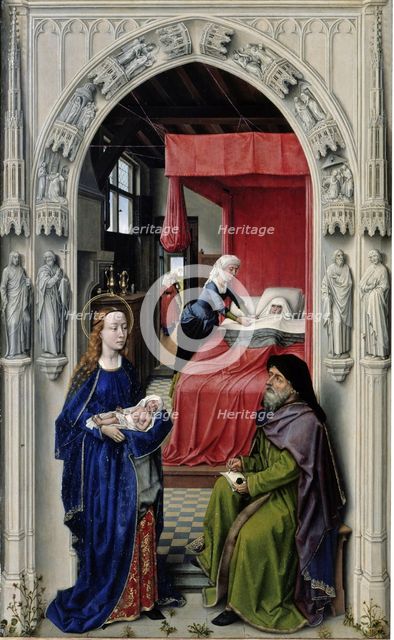 The Nativity of John the Baptist (The Altar of St. John, left panel), ca 1455. Artist: Weyden, Rogier, van der (ca. 1399-1464)