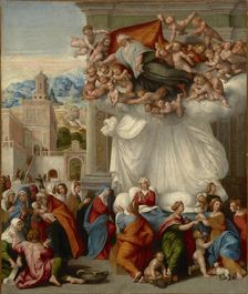 The Nativity of the Virgin, c 1550. Creator: Caroto, Giovan Francesco (c. 1480-1555)