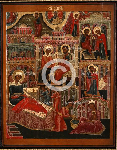 The Nativity of the Virgin, End of 17th cen.. Artist: Russian icon  