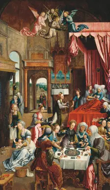 The Nativity of the Virgin Mary, 1490. Creator: Cornelisz van Oostsanen, Jacob (ca. 1470-1533)