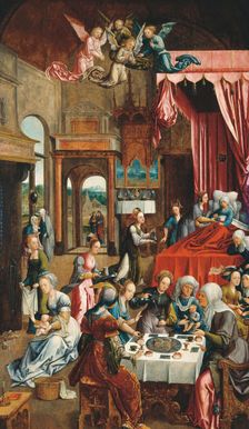 The Nativity of the Virgin Mary, 1490. Creator: Cornelisz van Oostsanen, Jacob (ca. 1470-1533)