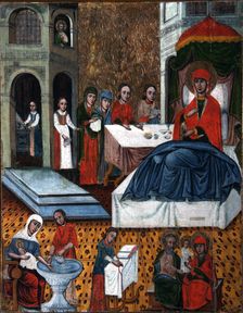 The Nativity of the Virgin, middle of 17th century. Creator: Russian icon