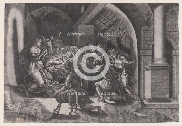 The Nativity, dated 1531. Creator: Agostino Veneziano.