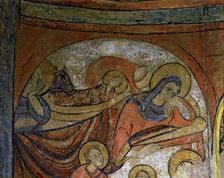 The Nativity detail of mural Paintings in the apse, Polinyà c.1122. They come from the parish…
