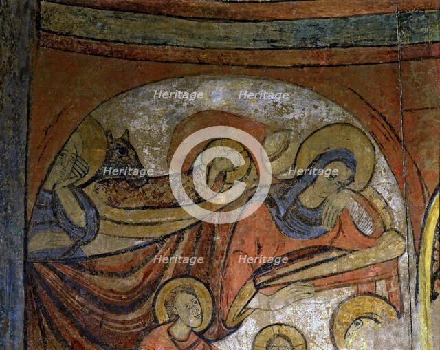  'The Nativity', detail of mural Paintings in the apse, Polinyà c.1122. They come from the parish…