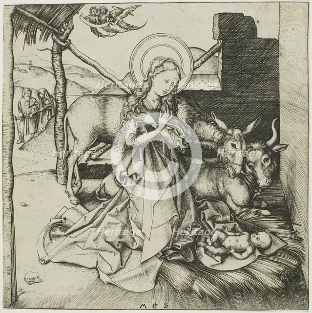 The Nativity, from the Life of Christ, c. 1474. Creator: Martin Schongauer.