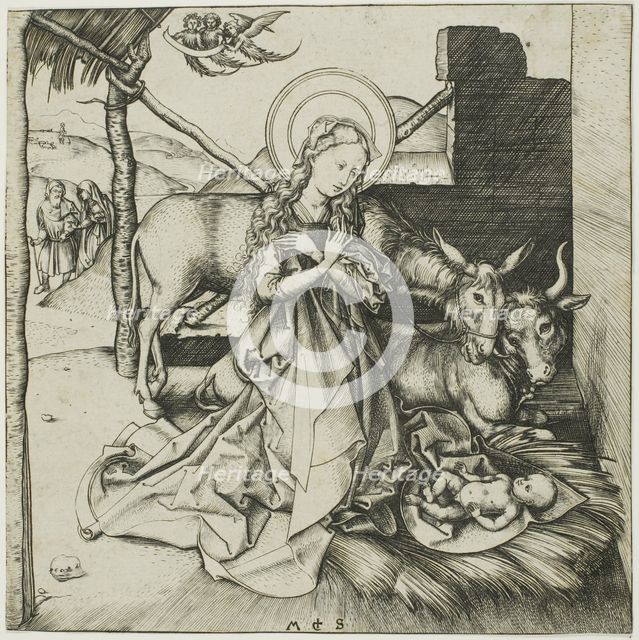The Nativity, from the Life of Christ, c. 1474. Creator: Martin Schongauer.