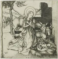 The Nativity, from the Life of Christ, c. 1474. Creator: Martin Schongauer