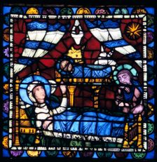 The Nativity, stained glass, Chartres Cathedral, France, 1194-1260