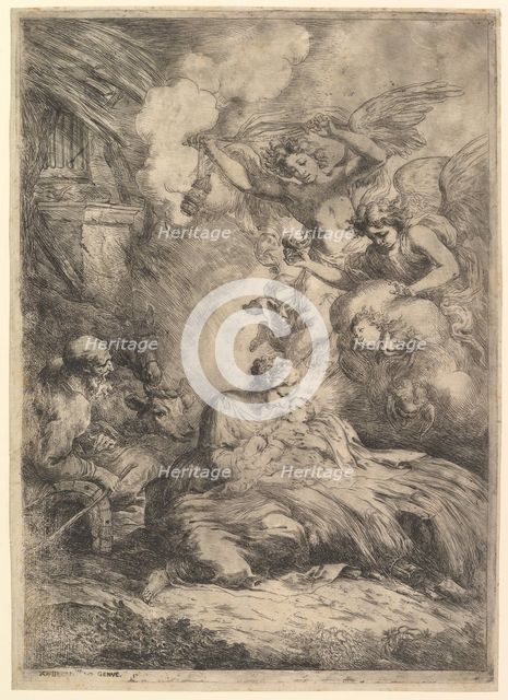 The Nativity with Angels, 1650-57. Creator: Bartolomeo Biscaino.