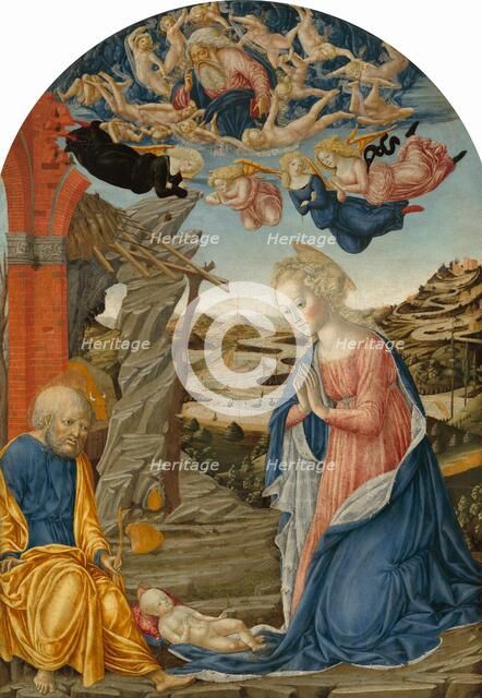 The Nativity, with God the Father Surrounded by Angels and Cherubim, c. 1470. Creator: Francesco di Giorgio Martini.