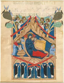 The Nativity with Six Dominican Monks, 1265/1274. Creator: Master of Imola